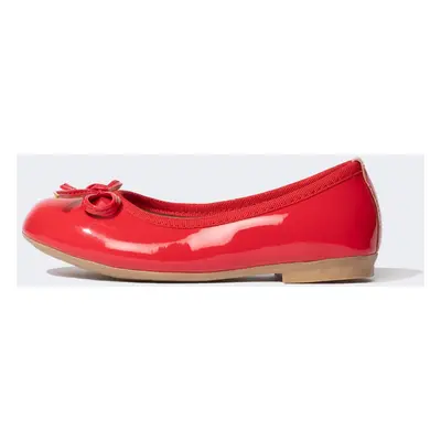 DEFACTO Girl's Flat Sole Red Faux Leather Patent Leather Flats