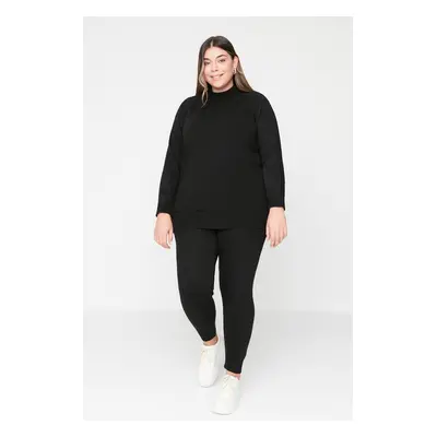 Trendyol Curve Black Turtleneck Sweater Top &; Bottom Trousers Set