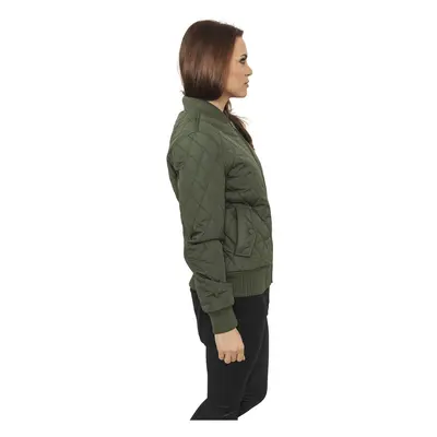 Women's Diamond Quilt Nylon Jacket Olive