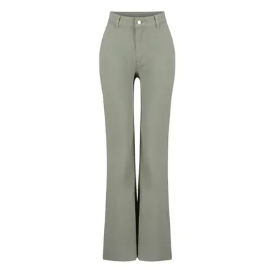 Trendyol Khaki Pocket Detailed High Waist Wide Leg Jeans