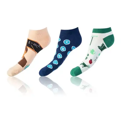 Bellinda CRAZY IN-SHOE SOCKS 3x - Modern color low crazy socks unisex - dark blue - dark green -