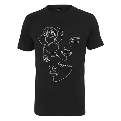 Women's Black T-Shirt One Line Rose