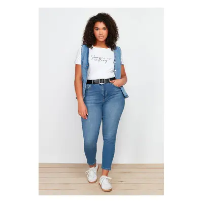 Trendyol Curve Dark Blue Super High Waist Skinny Jeans