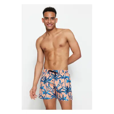 Trendyol Orange Standard Size Tropical Printed Swimsuit Sea Shorts