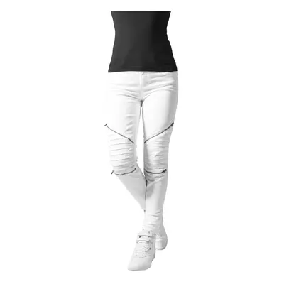 Women's stretch biker trousers white