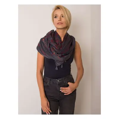 Gray scarf with floral patterns