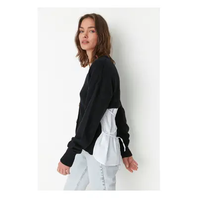 Trendyol Black Oversized Weave Tricot Cardigan Garnival