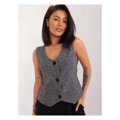 Black and gray melange vest