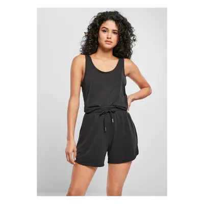 Women's modal short-sleeved jumpsuit in black