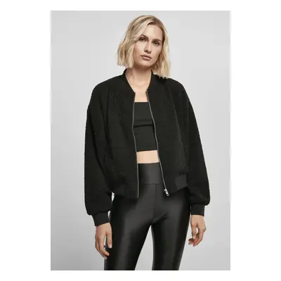 Women's Oversized Jacket Sherpa Bomber Jacket Black