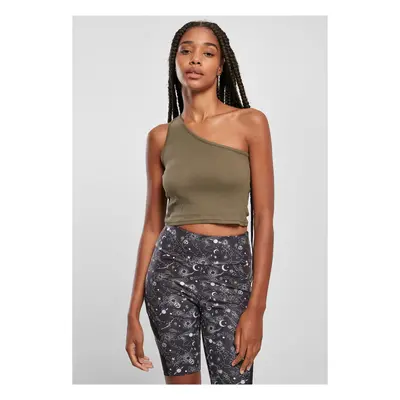 Women's cropped asymmetrical khaki top