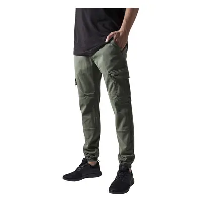 Washed Cargo Twill Jogging Pants Olive