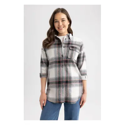 DEFACTO Regular Fit Flannel Long Sleeve Tunic