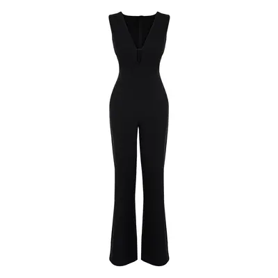 Trendyol Black Wide Leg Unlined Woven Jumpsuit