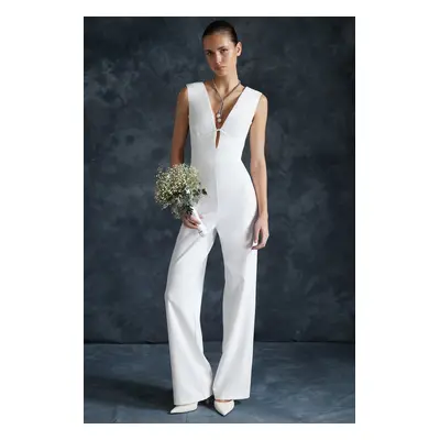 Trendyol Bridal White Wide Leg Unlined Woven Wedding/Marriage Jumpsuit