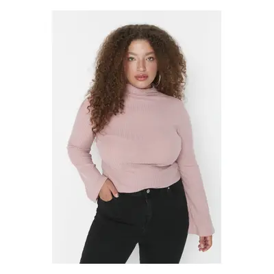 Trendyol Curve Pale Pink Collar Detailed Knitted Blouse