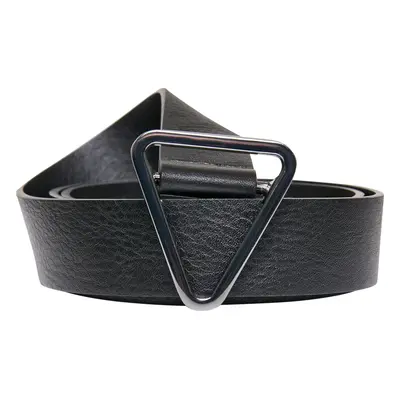 Triangular buckle belt made of synthetic leather, black