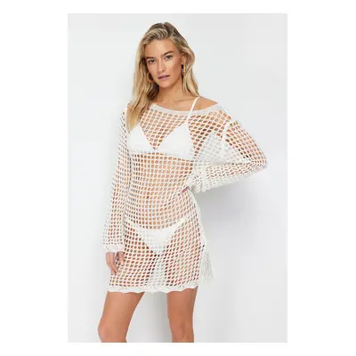 Trendyol Ecru Mini Knitwear Beach Dress