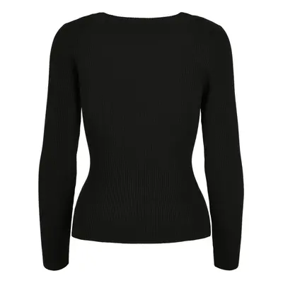 Women's sweater with a wide neckline, black