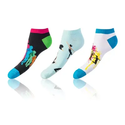 Bellinda CRAZY IN-SHOE SOCKS 3x - Modern Colorful Low Crazy Socks Unisex - Blue - Green - Black