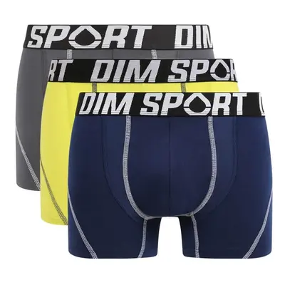 DIM SPORT COTTON STRETCH BOXER 3x - Men's sports boxers pcs - yellow - blue - black