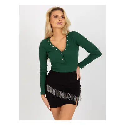 Dark green ribbed blouse