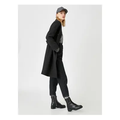 Koton V-Neck Buttoned Cachet Coat