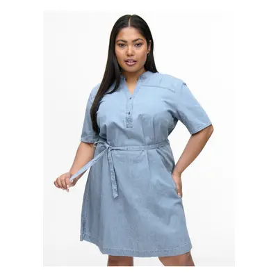 Blue dress with tie ONLY CARMAKOMA Damia - Women