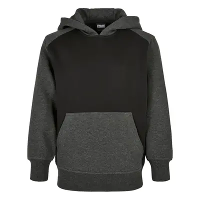 Boys' two-tone fake raglan hood with hood black/charcoal