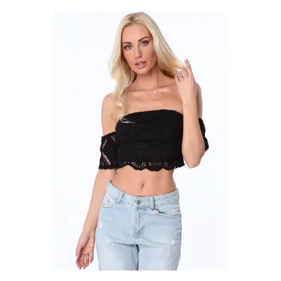 Black top with straight neckline