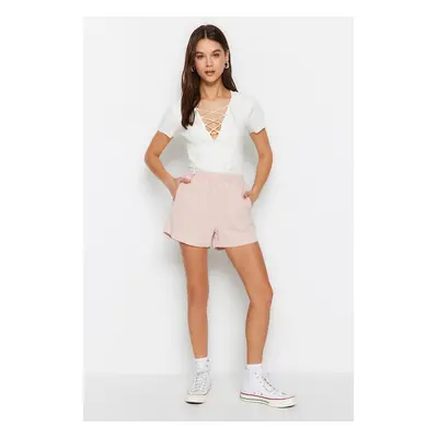 Trendyol Pink Tencel™ Elastic Waist Denim Shorts