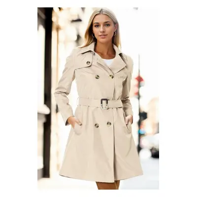 Z6642 DEWBERRY WOMEN'S TRENCH COAT-BEIGE-2