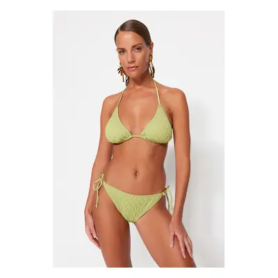 Trendyol Green Tie Textured Bikini Bottoms with Regular Legs