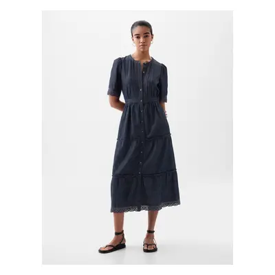 GAP Denim Midi Dress with Lace - Women's