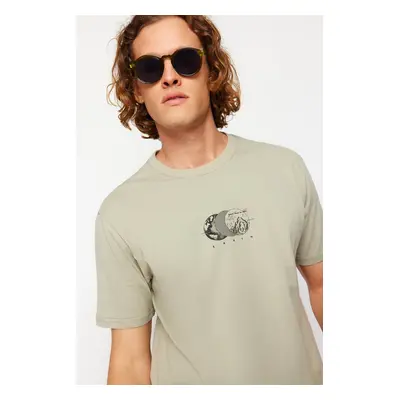 Trendyol Mint Oversize/Wide Cut Printed 100% Cotton T-Shirt