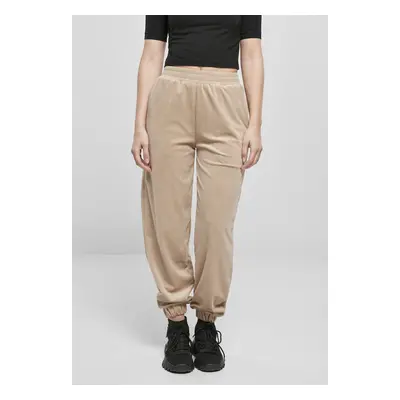 Women's high-waisted balloon velvet softtaupe trousers