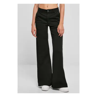 Women's high-waisted wide-leg chino trousers in black