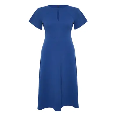 Trendyol Curve Indigo Double Breasted Drop Detail Midi Knitted Dress