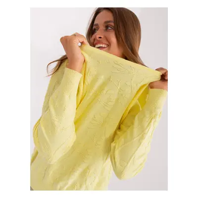 Light yellow women's classic sweater with hems