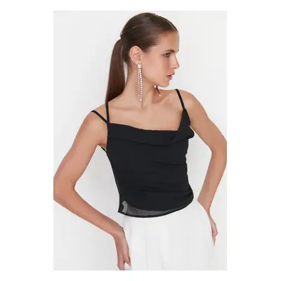 Trendyol Black Chiffon Blouse with Back Detail