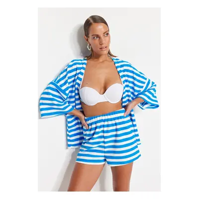 Trendyol Blue Striped Knit Shorts