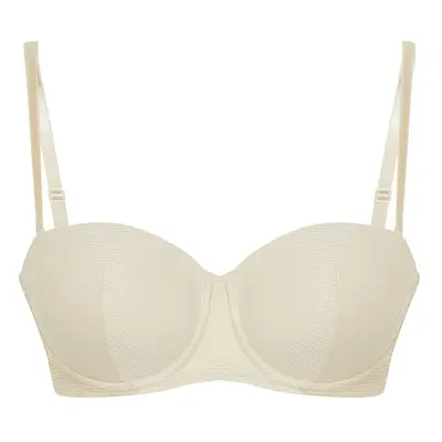 Trendyol Curve Beige Ribbed Strapless Bra