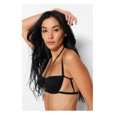 Trendyol Black Polyamide Uncapless Bra with Tie Details