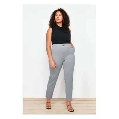 Trendyol Curve Gray Cigarette Accessory Detailed Knitted Trousers