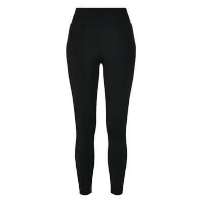 Women's high-waisted shiny stripe leggings black/black