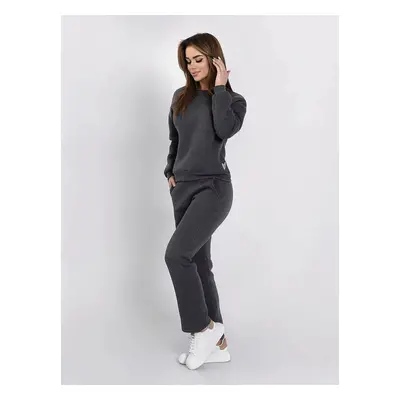 Women's insulated tracksuit, sweatshirt and loose trousers, graphite