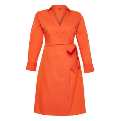 Trendyol Curve Orange Double Breasted Woven Dress