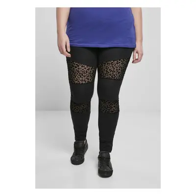 Women's Leggings Flock Lace Inset Black