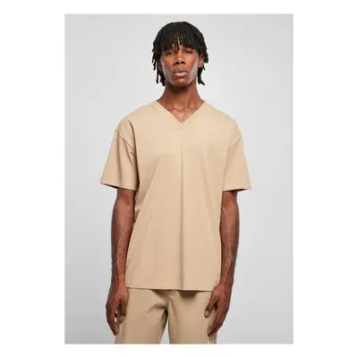 Organic Oversized V-Neck T-Shirt in Beige