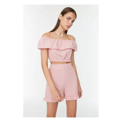 Trendyol Pink Frilly Brode Woven Shorts